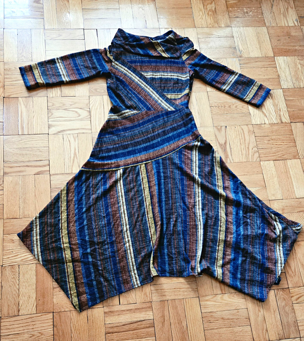 Danny & Nicole Women’s Striped 3/4 Sleeve Fit & Flare Knee Dress Sz 6 Blue
